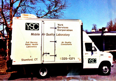 Vintage photo of a YORK Services Corporation truck