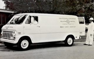 Vintage photo of a YORK Research Corporation van