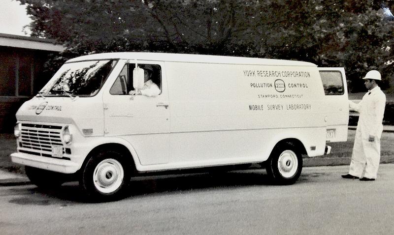 Vintage photo of a YORK Research Corporation van